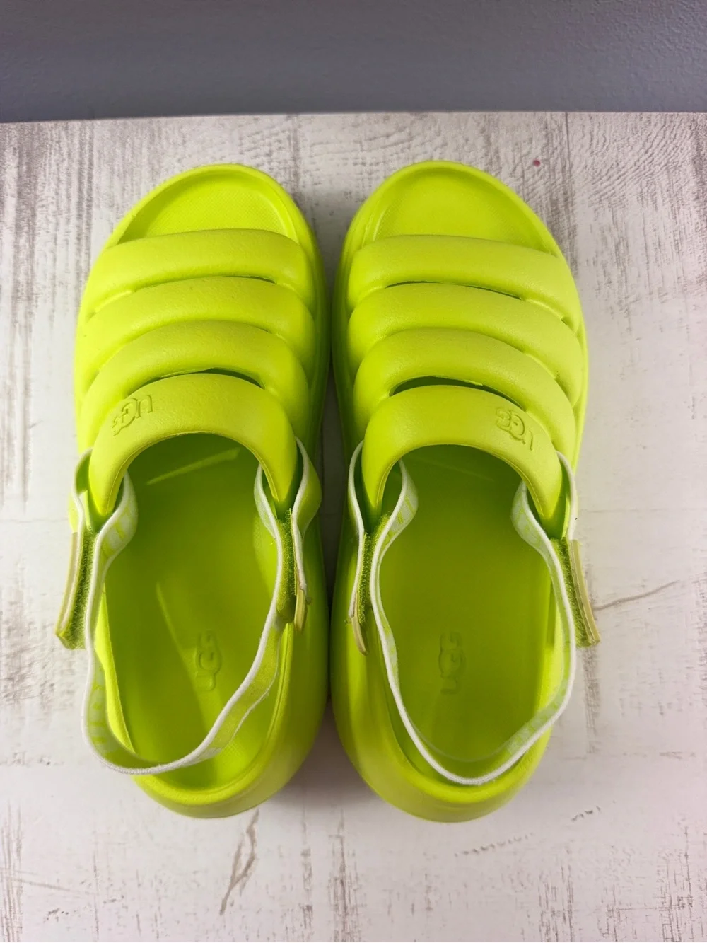 UGG Kids Neon Lime Foam Slide Sandals